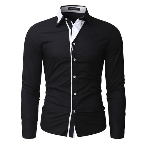 Classic British Mens Shirts Dress Casual Shirts Long Sleeve Slim Fit Cotton Shirt  Turn-Down Collar Man Clothes Camisa Hombre