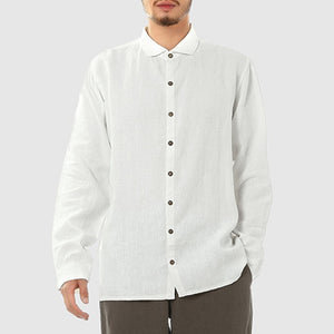 INCERUN Autumn Mens Shirts Long Sleeve Turn Down Collar Plain Tee Clothes Fashion Camisa Masculina White Casual Social Shirts