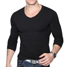 Load image into Gallery viewer, Fashion Pure Color Men&#39;s Slim Fit V Neck Long Sleeve Muscle Tee T shirt Casual Tops